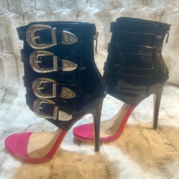 Mack J Western Inspired Buckle Multi Strap 5" High Heel - Picture 1 of 8